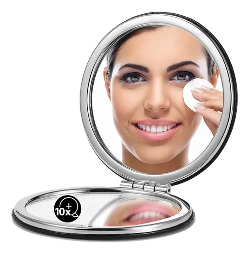 Espejo Compacto Omiro De Piel Negra Con Aumento De 1x/10x, R
