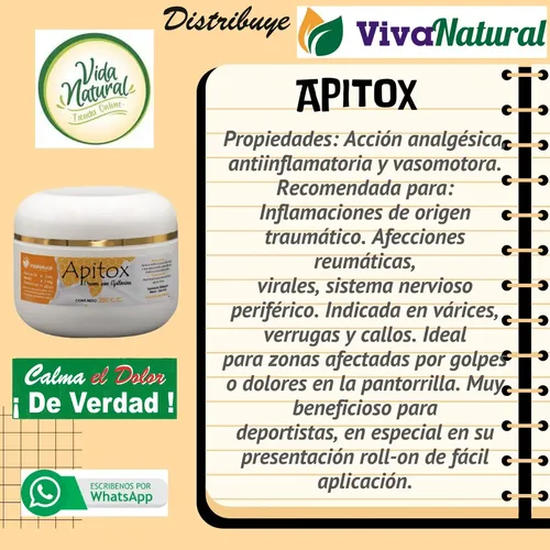 Apitox Crema X 250 G Calma El Dolor De Verdad Reuma Artrosis
