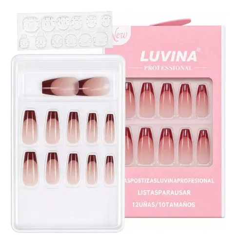 Uñas Luvina Postizas Autoadhesivas Diseño French Clásicas