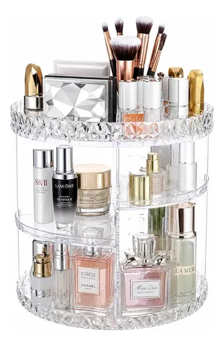 Organizador Giratorio Maquillaje Acrílico Transparente 360° Perfumes Cremas Labiales Brochas Multiuso Gran Capacidad Para Baño Dormitorio Tocador Koabit