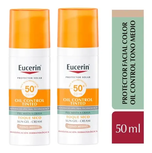 Combo Eucerin Proteccion Solar Toque Seco Tono Medio X 2 Un