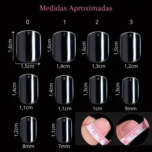 Tips Para Soft Gel Square Cortos Transparentes Caja X100