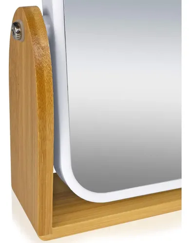 Espejo Tocador Doble Faz VGO Rectangular Base Madera Color Blanco EP16937