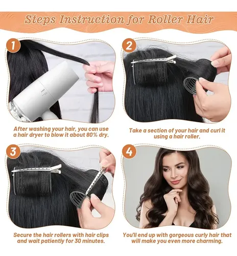 A 12 Pzs Rizadores Cabello Sin Calor + Pinzas Tubos Peinado