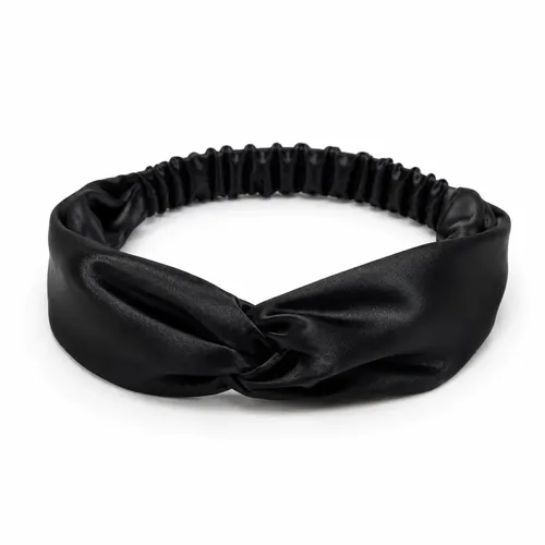 Vincha de saten elastica para el pelo antifreeze suave negra
