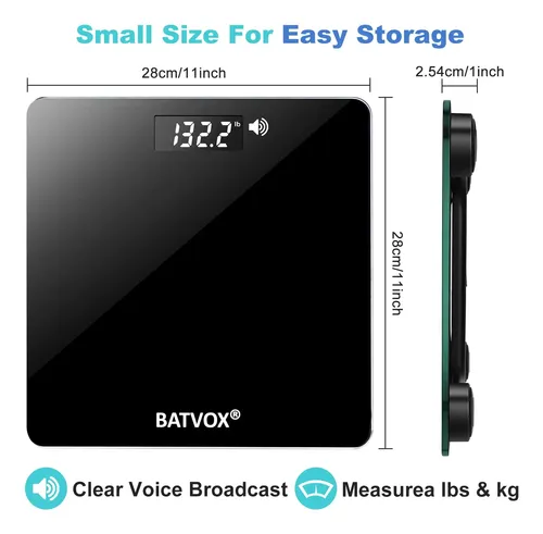 Báscula Corporal Parlante Batvox De 180 Kg De Ancho, Negra