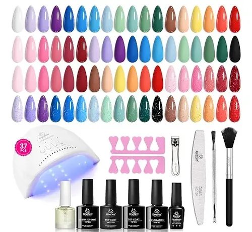 Beetles Gel Nail Polish Kit Con Lampara U V 37 Piezas 25