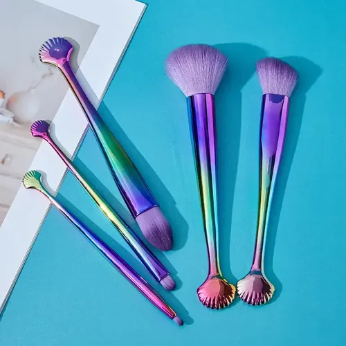 Colorful 5-piece Makeup Brush Set For Eyeshadow And Detail