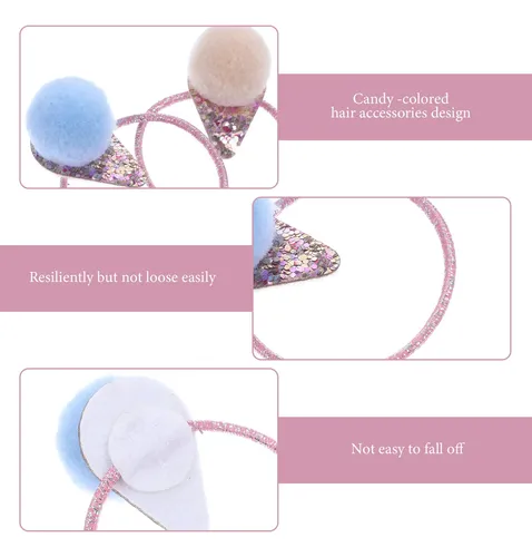 12 Pinzas De Pelo Con Bolas De Peluche Y Lentejuelas, Elásti