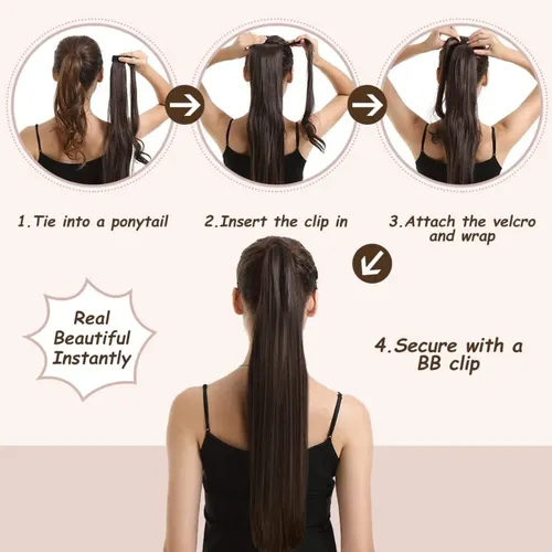 Extensión Ponytail Cabello Humano Ondulado 50 Cm