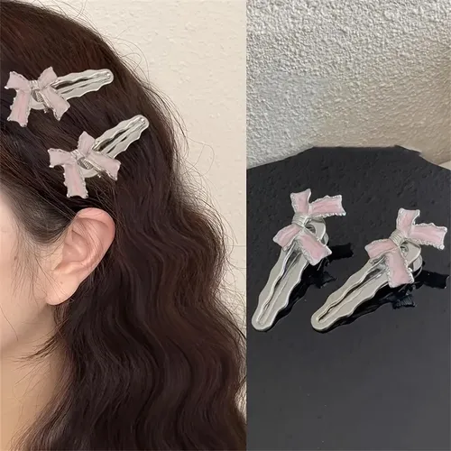 Pinza Para El Pelo Rosa Y2k Sweet Bow, Bonita Gorra Diaria 2 Pink