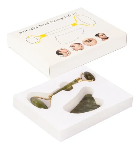 Rodillo Facial Piedra Jade Verde Laima Rostro Cuello Masajeador Guasha