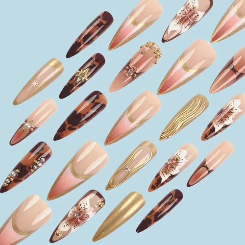 Uñas Postizas Babalal Bnn01 Estilo Stiletto Largas Con