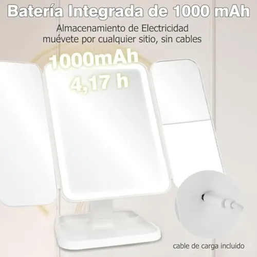Espejo Con Luz Para Maquillaje Aumento 10x Plegable 180° _bx