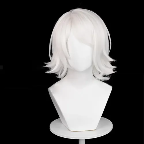 Peluca Blanca Sintética Corta Recta Para Cosplay De Anime Co