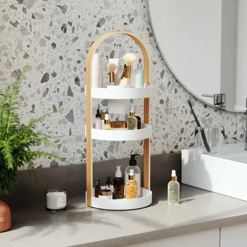 Organizador De Maquillaje Umbra Bellwood 3 Niveles Color Madera