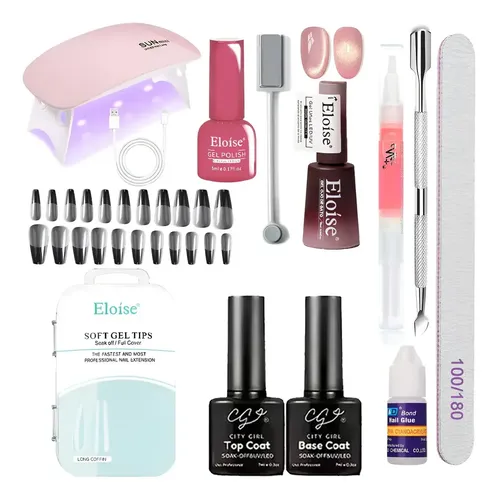 Kit Uña Esculpida Soft Gel Esmaltado Ojo Gato Semipermanente