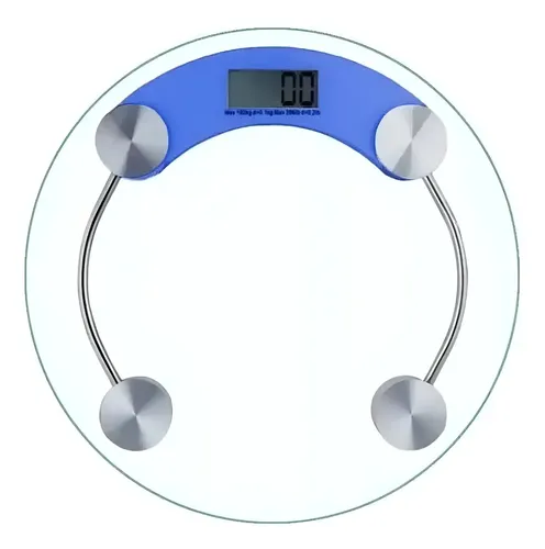 Balanza Digital De Baño Vidrio Y Metal 180kg Color Celeste