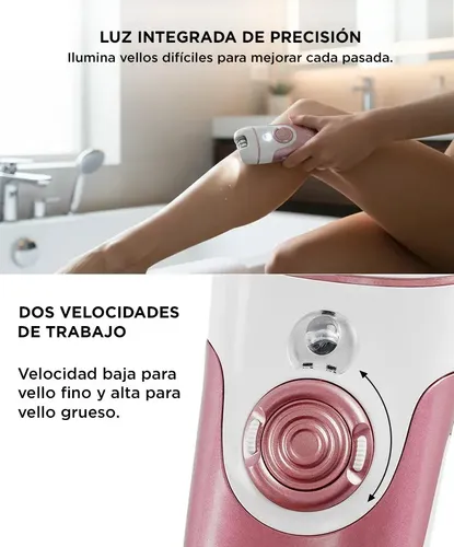 Gadnic Depiladora Eléctrica Gadnic 4 En 1 Recargable Cabezas Intercambiables Luz Led Velocidades Ajustables