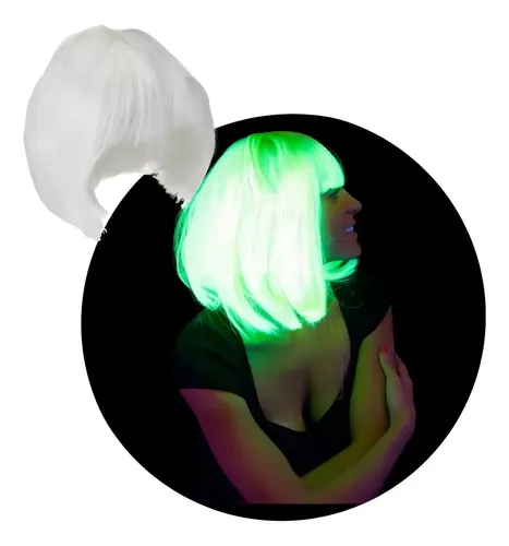 Peluca Luminosa Corta Brilla UV Verde Party Lacia
