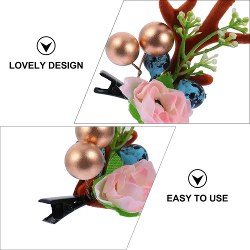 1 Par De Pinzas De Pelo Navideñas Con Flor Y Decoraciones