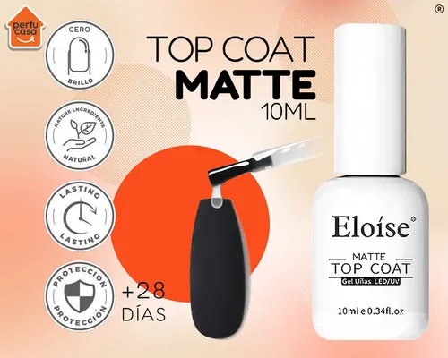 Esmalte Gel Led Uv Sellador Top Coat Efecto Matte Transparente Semipermanente 10ml Eloíse