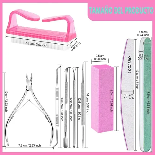 Kit De Para Manicure Y Limas Para Uñas Profesional 12 En 1