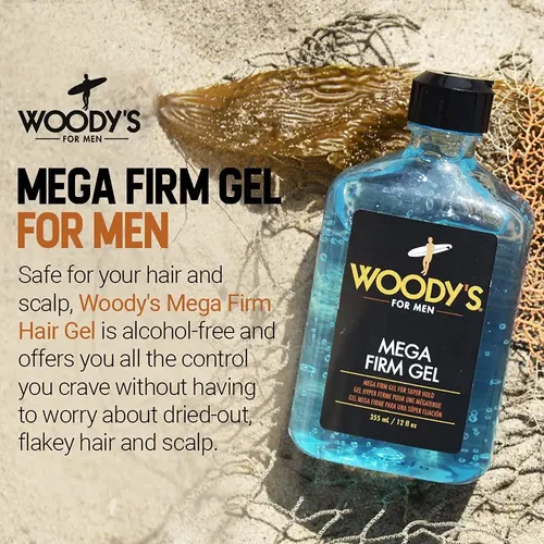 Gel Woody’s Mega Firm Para Hombre, Sin Alcohol, 355 Ml, Supe