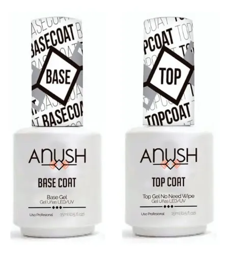 Esmalte Semipermanente Base y Top Coat Anush 15ml Brillante