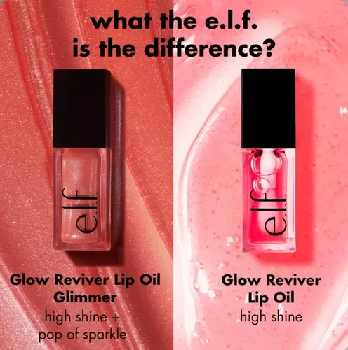 Elf Glow Reviver Lip Oil Glimmer Gloss Glitter Color Crystal baller