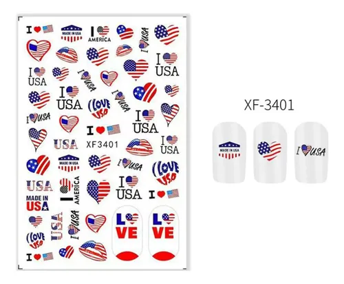 2 Nuevas Pegatinas De Arte De Uñas Con Bandera Americana