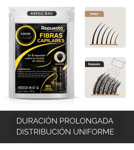 Repuesto Fibras Capilares Beauty Choice Negro 100g Calvicie Pelo Recarga