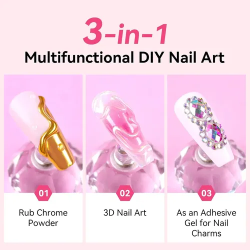 Kit Gel 3d Y Polvo Cromo Para Uñas Manicura Pedicura