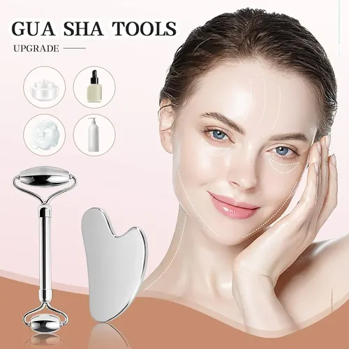 Rodillo Facial Y Gua Sha De Acero Inoxidable – México