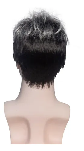 Peluca Hombre Con Textura Degradada Gris Plateado