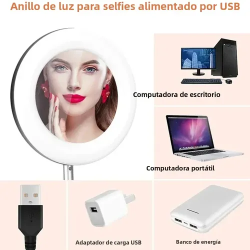 Espejo De Maquillaje Portátil Con Luz Led De Alta Definición