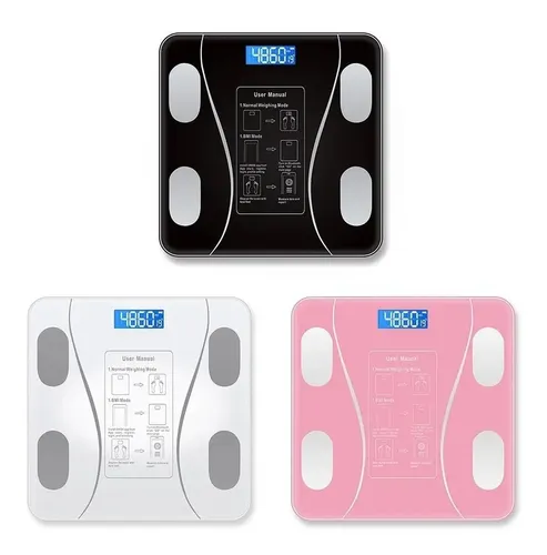 Balanza Digital Personal Inteligente Negra Vidrio 180kg Medidor Grasa Corporal Baño