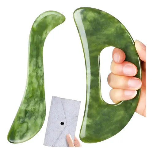 Juego De 2 Herramientas De Masaje Gua Sha Mierbai De Jade