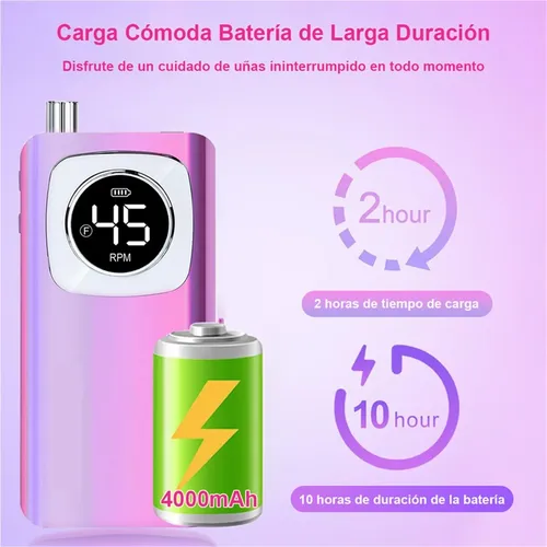 Lima De Uñas Portátil De Alta Potencia Y Máquina Pulidora.
