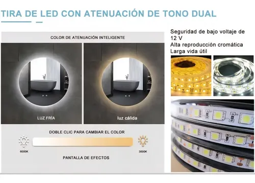 Espejo Digital Led Ovalado Touch Inteligente Baño