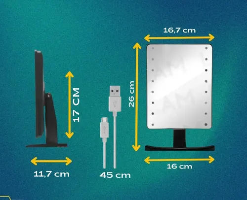 Espejo rectangular de pie Hytoshy HT-301 con luz a batería/corriente doméstica marco blanco