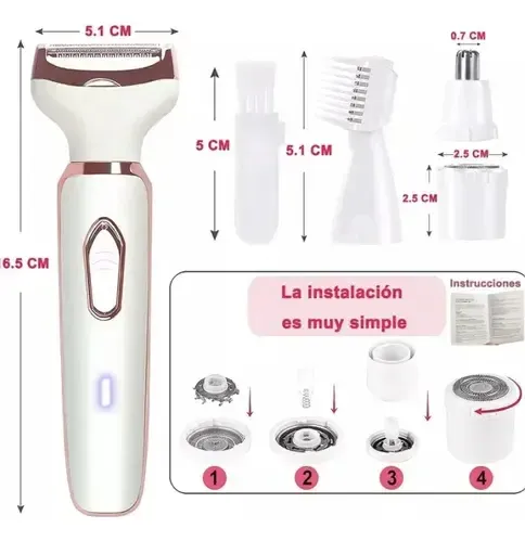 Depiladora Electrica 4 En 1 Portatil Usb Mujer Cuerpo Cara