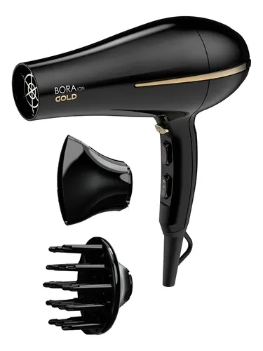 Secador Pelo Gama Profesional Bora Gold Ceramic Ion Negro Cs