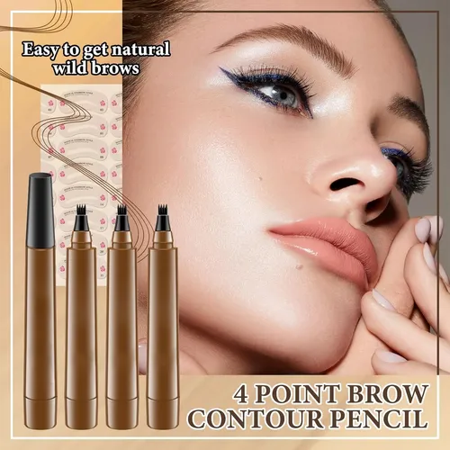 Set 3 Lápices Cejas Impermeables Con 24 Plantillas Claras