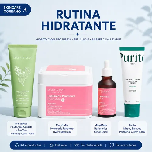 Kit Skincare Hidratante Coreano Mary&may Purito Hialurónico