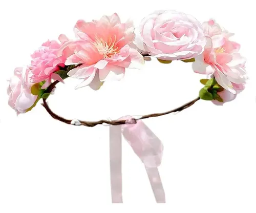 K* Diademas Corona Flores Nupciales Para El Pelo Rosa ..