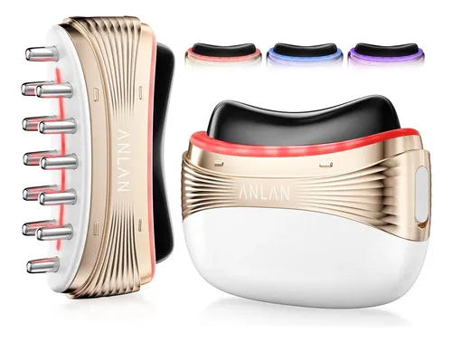 Masajeador Facial Eléctrico Anlan Gua Sha Luz Roja Blanco