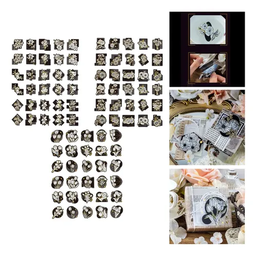 90 Uds. De Pegatinas De Lirio Y Crisantemo Y Tulipanes