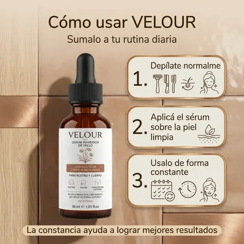 Serum Reductor De Vello Velour Piel Suave Sin Dolor 30ml 1u.