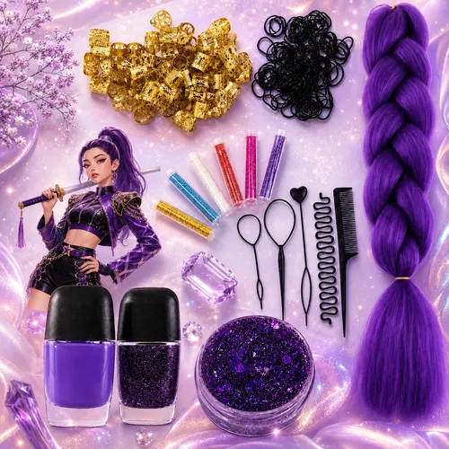 Kit Trenza Kanekalon A35 Violeta Kpop Peinado Guerreras Lfme